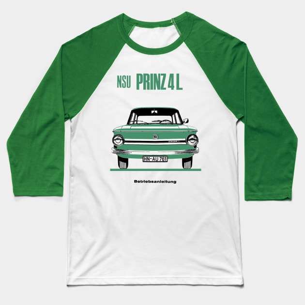 NSU PRINZ 4L - owners handbook Baseball T-Shirt by Throwback Motors